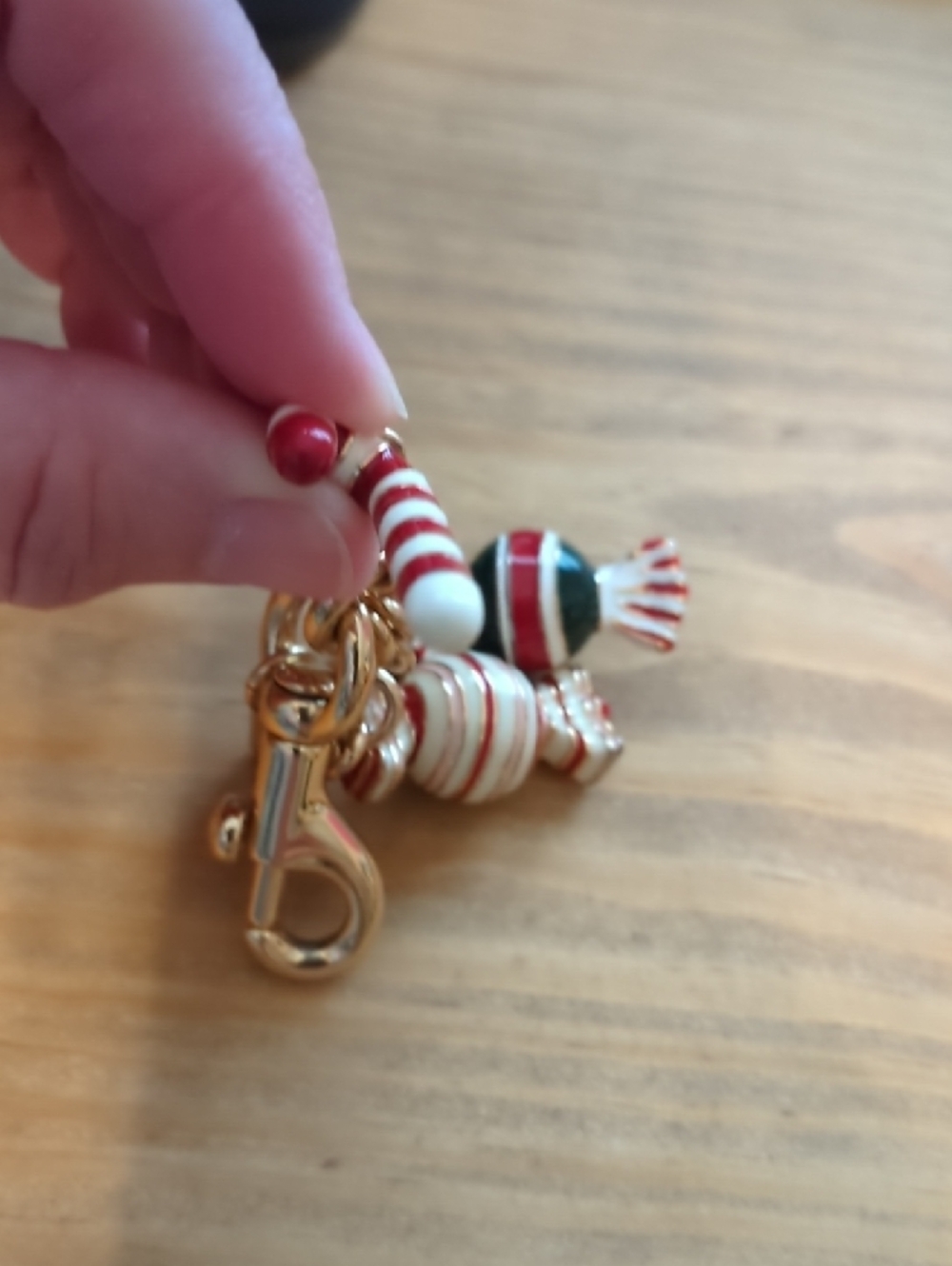 Coach Gold-Tone Candy Charm Keychain Purse Charm Red, Pink White, Green Enamel - Picture 6 of 14